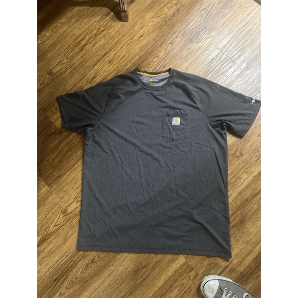 Carhartt Shirt Mens Large Grey Pocket Tee Force Relaxed Fit Work Wear - See Hole